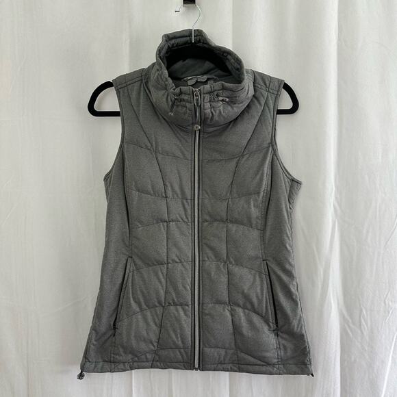Athleta Womens Gray Zip Up Puffer Vest w/ Funnel Neck Size Small - Picture 1 of 6
